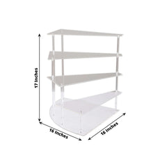 4-Tier Acrylic Cupcake Display Stand Clear Spiral Stairway Design - Stylish Reusable Multi Level Serving Tray Organizer Shelf Riser for Dessert Perfume Retail Jewelry & Collectibles 17"