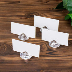11-Pack Plastic Card Holder Stands Diamond Shaped Design Clear Crystal - Wedding Table Place Card Decorations 1.75"