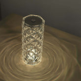 Acrylic LED Pillar Lamp Rose Diamond Design Color Changing - Touch + Remote Operated Table Light 3.5"x8.5"