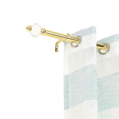 42"-126" Adjustable Metal Curtain Rod Set, Gold, Acrylic Designer Finials