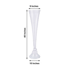 Glass Trumpet Floor Vase Reversible Clarinet Style Clear - Decorative Flower Centerpiece for Events 40"