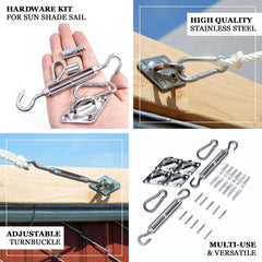 Triangle Stainless Steel Sun Shade Sail Installation Hardware Kit