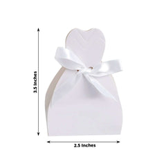 100 Pack White Wedding Dress Candy Gift Boxes, Party Favor Boxes with Ribbon Ties - 2.5"x3.5"