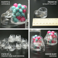 13 Pack 2.5" Clear Fillable Plastic Baby Booties Party Favor Boxes, Transparent Baby Shower Candy Gift Boxes