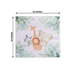 20-Pack Paper Beverage Napkins with Safari Animal Print - Jungle Theme 2 Ply Disposable Party Napkins 5"x5" 18GSM