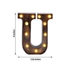 LED Marquee Letter "U" Industrial Style Antique Black - Light-Up Alphabet Sign for Weddings & Displays 9"