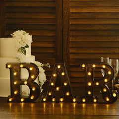 LED Marquee Letter "R" Industrial Style Antique Black - Light-Up Alphabet Sign for Weddings & Displays 9"