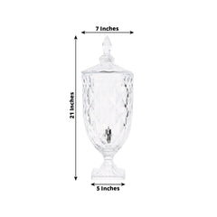 1.3 Gallon Glass Beverage Dispenser, Apothecary Jar Style Party Drink Dispenser with Diamond Texture and Lid - Versatile Serving Feature 21"