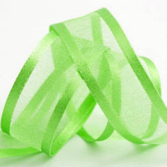 25 Yards 7 8" DIY Apple Green Sheer Organza Ribbon With Satin Edges