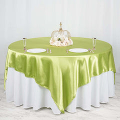 Satin 90"x90" Table Overlay Square Tablecloth Apple Green - Smooth Finish Table Topper