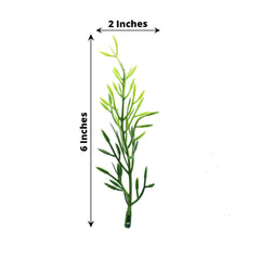 25-Pack Artificial Fern Leaf Branch Stems Green - Versatile Faux Stems for Floral Bouquets Vase Displays & Event Decor 6"