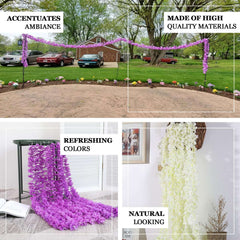 7ft Purple Artificial Silk Hydrangea Hanging Flower Garland Vine