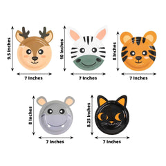 Set of 25 Paper 7" Round Plates Assorted Animal Print - Durable 300GSM Disposable Wildlife Jungle-Inspired Appetizer Dessert Party Plates for Themed Events