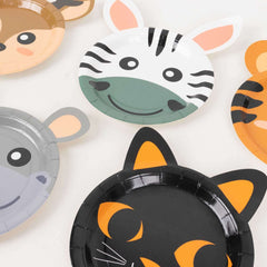 Set of 25 Paper 7" Round Plates Assorted Animal Print - Durable 300GSM Disposable Wildlife Jungle-Inspired Appetizer Dessert Party Plates for Themed Events