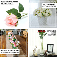 31" 24Pcs White Long Stem Artificial Silk Roses Flowers