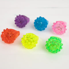 24 Pack Rubber LED Light-Up Rings, Flashing Jelly Finger Toys with 3 Flashing Modes for Party Favors, Halloween, Raves, and Concerts