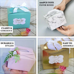 100 Pack 4"x3"x3" Blush Tote Party Favor Candy Gift Boxes