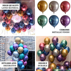 5 Pack 18" Metallic Chrome Royal Blue Latex Helium or Air Balloons