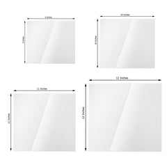 Set of 4 Acrylic Plexiglass Sheets Square Top Plates Assorted Sizes Clear - Protective Film Coating 3mm Thick