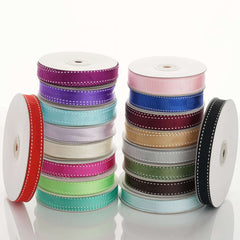 25 Yards 5 8" Hunter Green Stitched Wholesale Grosgrain Ribbon By The Roll - Clearance SALE