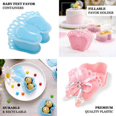 12-Pack Fillable Mini Candy Container in Baby Feet Style Clear/Light Blue - Unique Candy Treat Favor Boxes for Baby Shower 3.5"