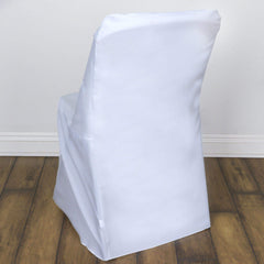 Polyester Chair Cover for Folding Lifetime Chairs White - Reusable Durable Slip-On Cover for Weddings & Gatherings