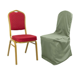 Polyester Slip On Banquet Chair Covers Dusty Sage Green - Stain-Resistant Reusable Durable Fabric