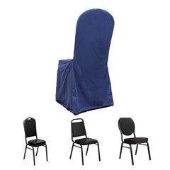 Scuba Stretch Chair Cover Navy Blue for Banquet Chairs Slim Fit Design - Wrinkle Free and Durable Slipcover