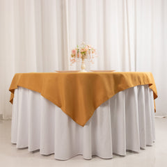 Premium Polyester 70"x70" Table Overlay Square Tablecloth Gold 220GSM Wrinkle-Resistant Table Cover for Stylish Gatherings