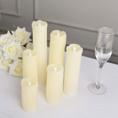 Set of 6 LED Flameless Luminaria Candles Drip Wax Ivory - Battery Operated Pillar Lighting