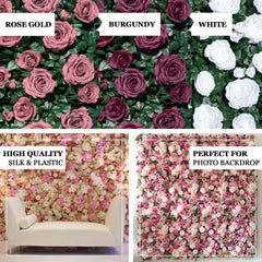 3 Sq ft. Easy-Install Red Silk Rose Flower Mat Wall Panel Backdrop