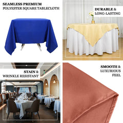 Premium Polyester 54"x54" Square Tablecloth Terracotta (Rust) - Stain and Wrinkle-Resistant 220GSM Table Cover