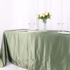 Satin Rectangular 90"x132" Tablecloth Dusty Sage Green Satin - Seamless Table Cover