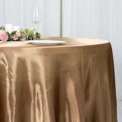 Satin 120" Round Tablecloth Taupe - Stylish Seamless Table Cover