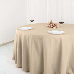 Polyester 132" Round Tablecloth Nude - Seamless Chic Table Cover