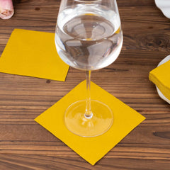 20-Pack Paper Linen-Like Cocktail Napkins Gold - Disposable 5"x5" Airlaid Soft Napkins