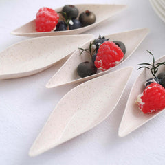 24-Pack Mini Wheat Straw Fiber Snack Plates Boat Shaped Biodegradable - Great for Desserts 5"