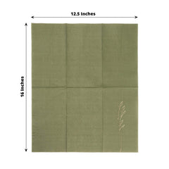 50-Pack Paper Dinner Napkins Olive Green with Gold Embossed Leaf - Stylish 2-Ply Disposable Napkins for Weddings 18GSM