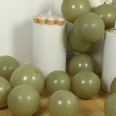 50 Pack Matte Pastel Olive Green Biodegradable Balloons 12", Round Eco-friendly Thick Latex Party Balloons