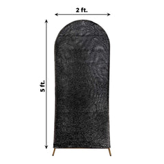5ft Black Shimmer Tinsel Spandex Chiara Backdrop Stand Cover For Fitted Round Top Wedding Arch
