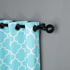 42"-126" Adjustable Curtain Rod Sets, Black, Round Finials