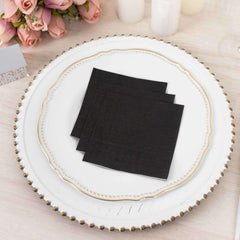 50-Pack Paper Beverage Napkins Black - 2 Ply Disposable Soft 18GSM Cocktail Napkins for Events 5"x5"