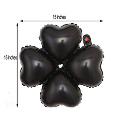 10 Pack 15" Shiny Black Four Leaf Clover Shaped Mylar Foil Balloons