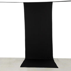 Black 4-Way Stretch Spandex Event Curtain Drapes, Wrinkle Free Backdrop Event Panel with Rod Pockets - 5ftx14ft