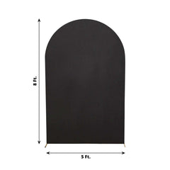 8ft Matte Black Spandex Fitted Wedding Arch Cover For Round Top Chiara Backdrop Stand