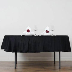 100% Cotton 70" Round Tablecloth Black Linen - Sophisticated, Soft & Breathable Table Cover