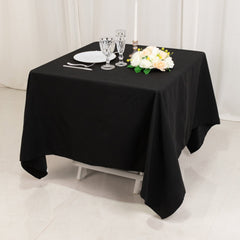 Cotton Blend 70"x70" Square Tablecloth Black - Wrinkle-Resistant Fabric Table Cover