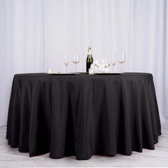Polyester 132" Round Tablecloth Black - Seamless Chic Design for Grand Celebrations