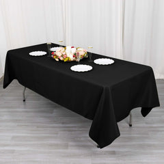 Cotton Blend 60"x102" Rectangle Tablecloth Black - Wrinkle-Resistant Finish for Gatherings