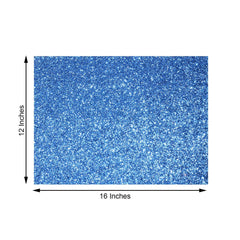 6-Pack Placemats Glitter Design Royal Blue Sparkle Rectangle - Non-Slip Decorative Dining Table Mats 12"x18"